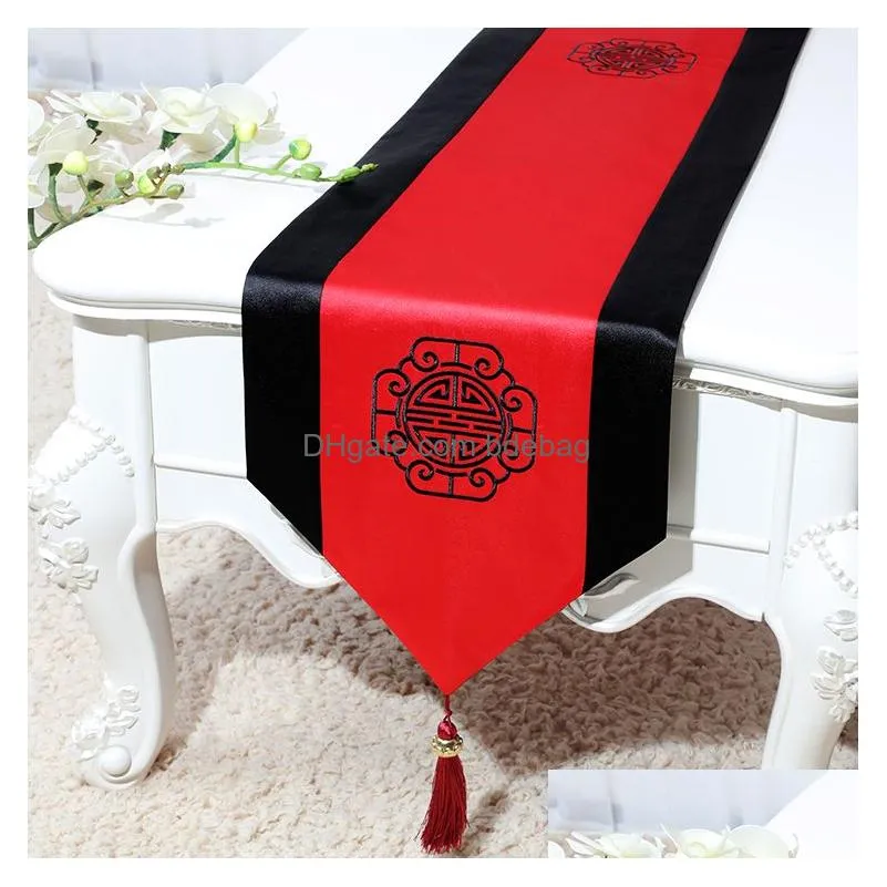 runner 300x33 cm extra long happy dinner table runner latest chinese silk brocade ethnic table cloth home decor damask rectangle dining