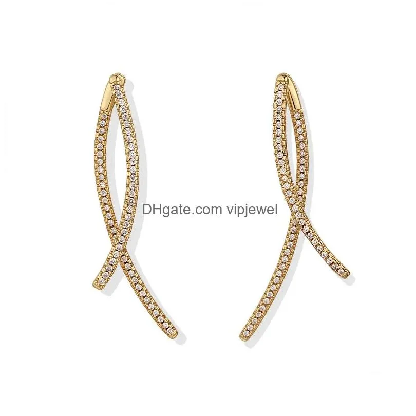 dangle chandelier copper micro pave zirconia drop hoop earrings for women luxury gold circle round earring hip hop party jewelry pendant