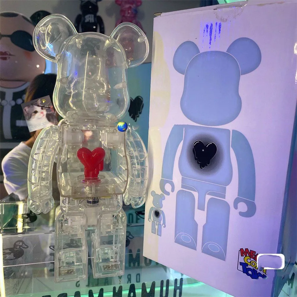 The Bearbrick Collectable Emotionally Unavailable Transparent Red Black heart Toy Collectors Art Figures Model Work Decoration Toys Gift 400%