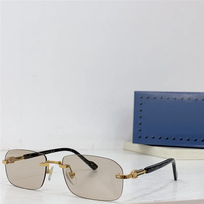 New fashion sunglasses 1221O square lens rimless K gold plating simple and versatile style summer outdoor uv400 protection glasses