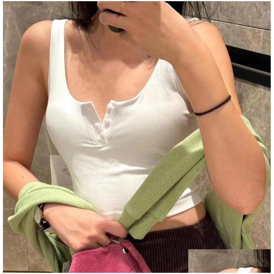 Women`S Tanks & Camis Designer Women Cropped Top T Shirts Tank Cotton Jersey Camis Female Y Tees Embroidery Knitwear Casual Long Sleev Otroz