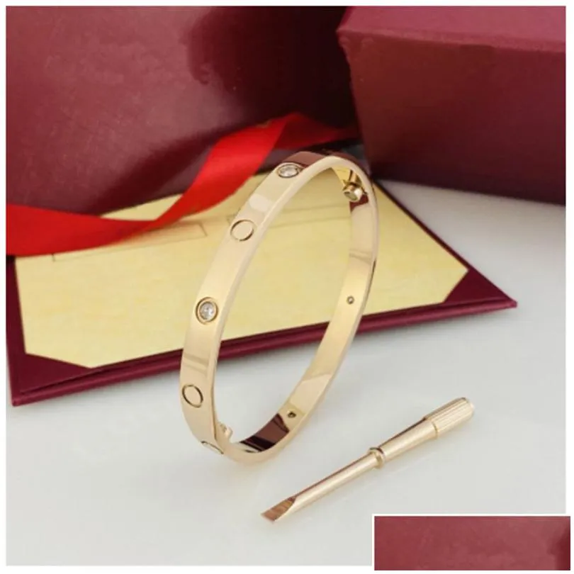 high end gold link bracelet luxury screwdriver love bracelet fashion unisex cuff bracelet 316l stainless steel plated 18k gold jewelry five
