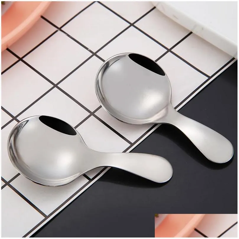 Spoons Small Stainless Steel Spoon Mini Coffee Tea Metal Spice Sugar Salt Scoop Kids Ice Cream Lx2771 Drop Delivery Home Garden Kitche Dhtsr