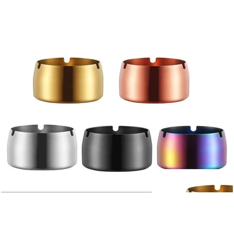 stainless steel ashtray with high windproof titanium plating cone round ashtray 5 colors cigarette ashtray s/m/l