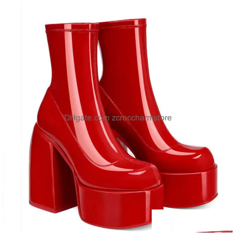 sandals ankle boots women fashion high platform shaped high heel boots chunky heels zipper designer shoes 44 platform shoes women shoes