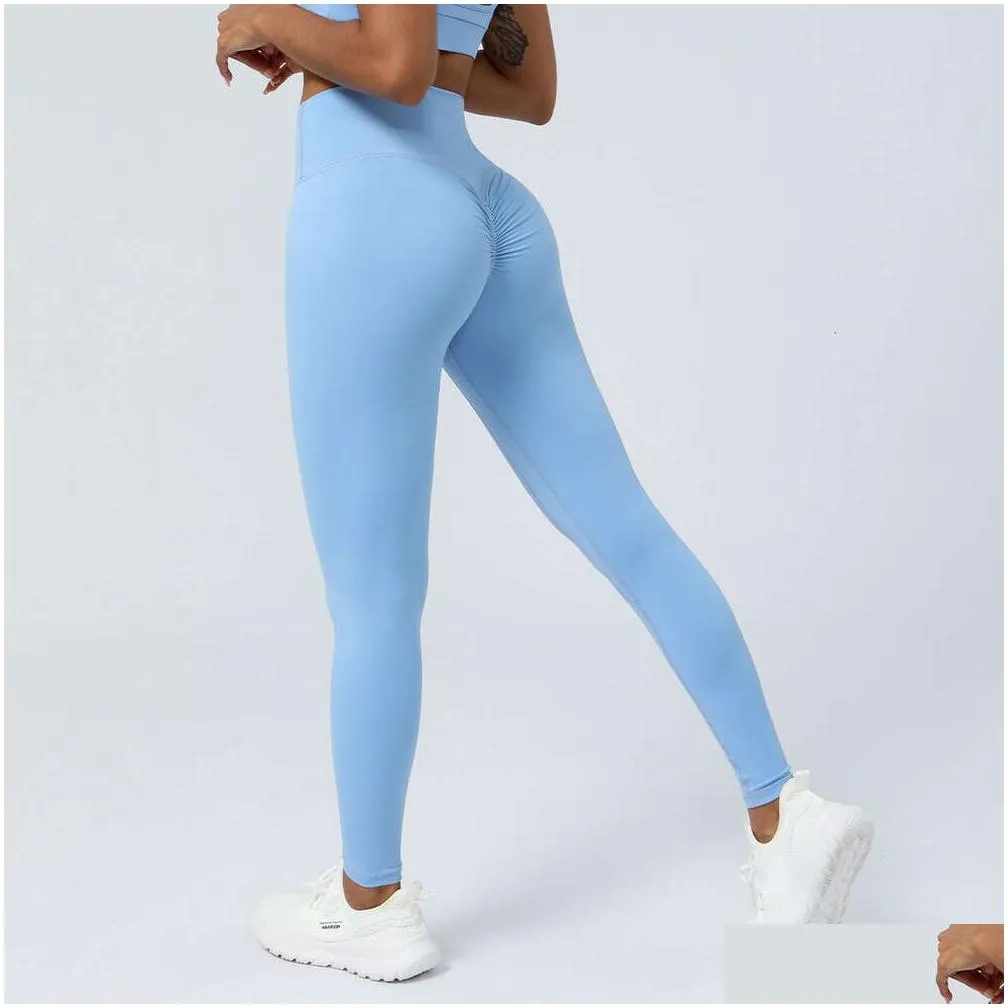 Lu Align Pant Women Yoga Leggings Womens High Waist Scrunch Skinny Solid Color Sweat-Wicking Elastic Running Drop Delivery Dhh9F