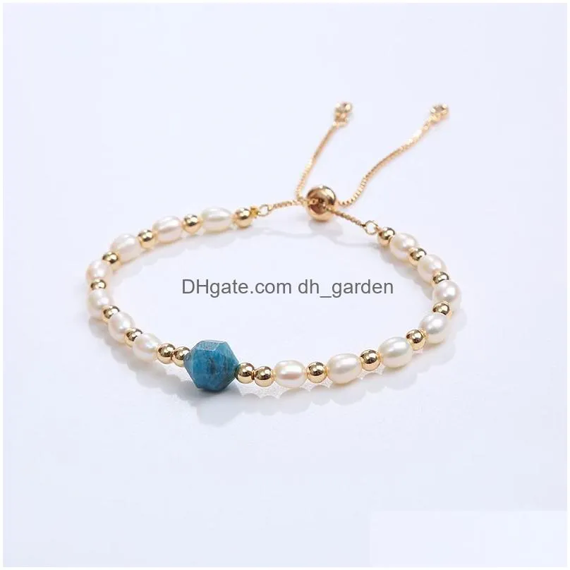 Charm Bracelets 2023 Natural Stone Freshwater Pearl Shell Flower Charm Bracelet Handmade Friendship Drop Delivery Jewelry Br Dhgarden Dhqpu