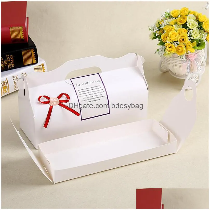 Gift Wrap 27.5X10.5X7.5Cm Long Diy Wedding Cake Packing Box Portable Biscuit Lotus Roll Boxs Lz0759 Drop Delivery Home Garden Festive Dhvh1