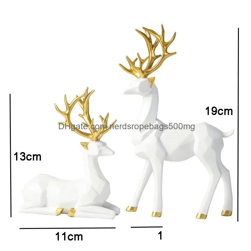 Other Arts And Crafts New European Style Resin Deer Figurine Statue Home Living Room Decor Crafts Scpture Creative Gifts Modern Deskto Dhofg