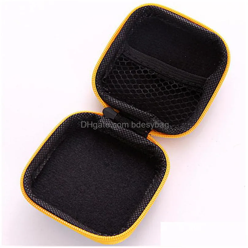 Storage Bags Colorf Pu Zipper Bag Earphone Mini Box Sd Card Portable Coin Purse Headphone Carrying Pouch Pocket Case Er Storage Drop D Dhk4M