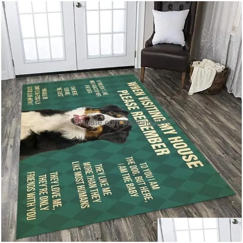 Carpets Australian Cattle Dog Carpet 3D Printed Mat For Living Room Doormat Flannel Print Bedroom Non-Slip Floor Rug Drop Delivery Dhvei