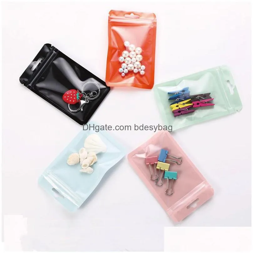 Storage Bags 17 Size Jewelry Self Seal Bag With Hook Food Candy Plastic Pouch Mobile Phone Case Packing Color Gift Bags Lx3787 Drop De Dhbzu