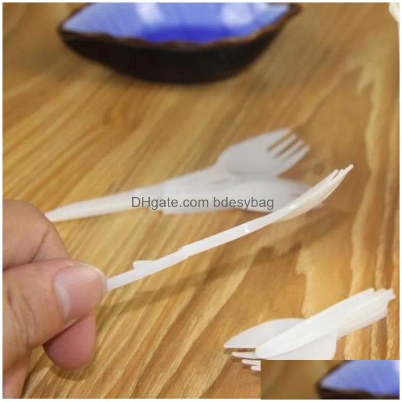 Disposable Flatware Disposable Plastic Scoop Folding Fork Spoon Measuring Ice Cream Lz1847 Drop Delivery Home Garden Kitchen, Dining B Dhlre