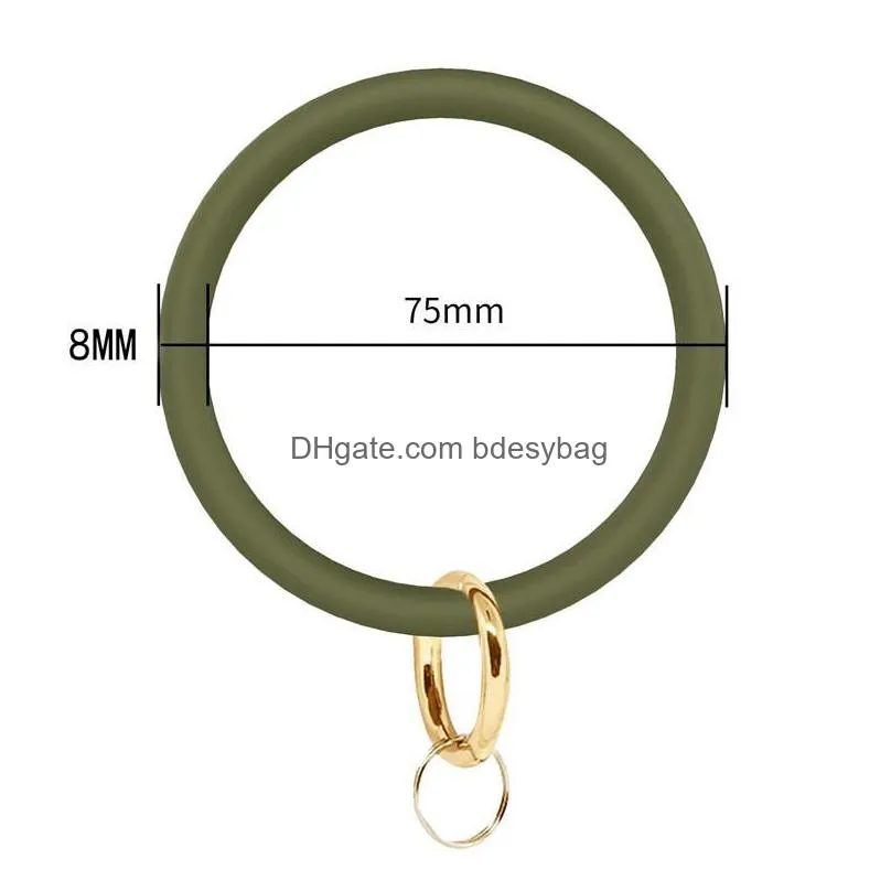 Party Favor Colorf Sil Bracelet Comfortable Band Key Chain Rings Wrist Gold Big Round For Woman Jewelry Gift Lx3923 Drop Delivery Home Dh1Wz