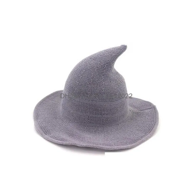 adult kids halloween witch hat wool knit hat solid hat party fancy dress hat witches top pointed caps dresses up cosplay props