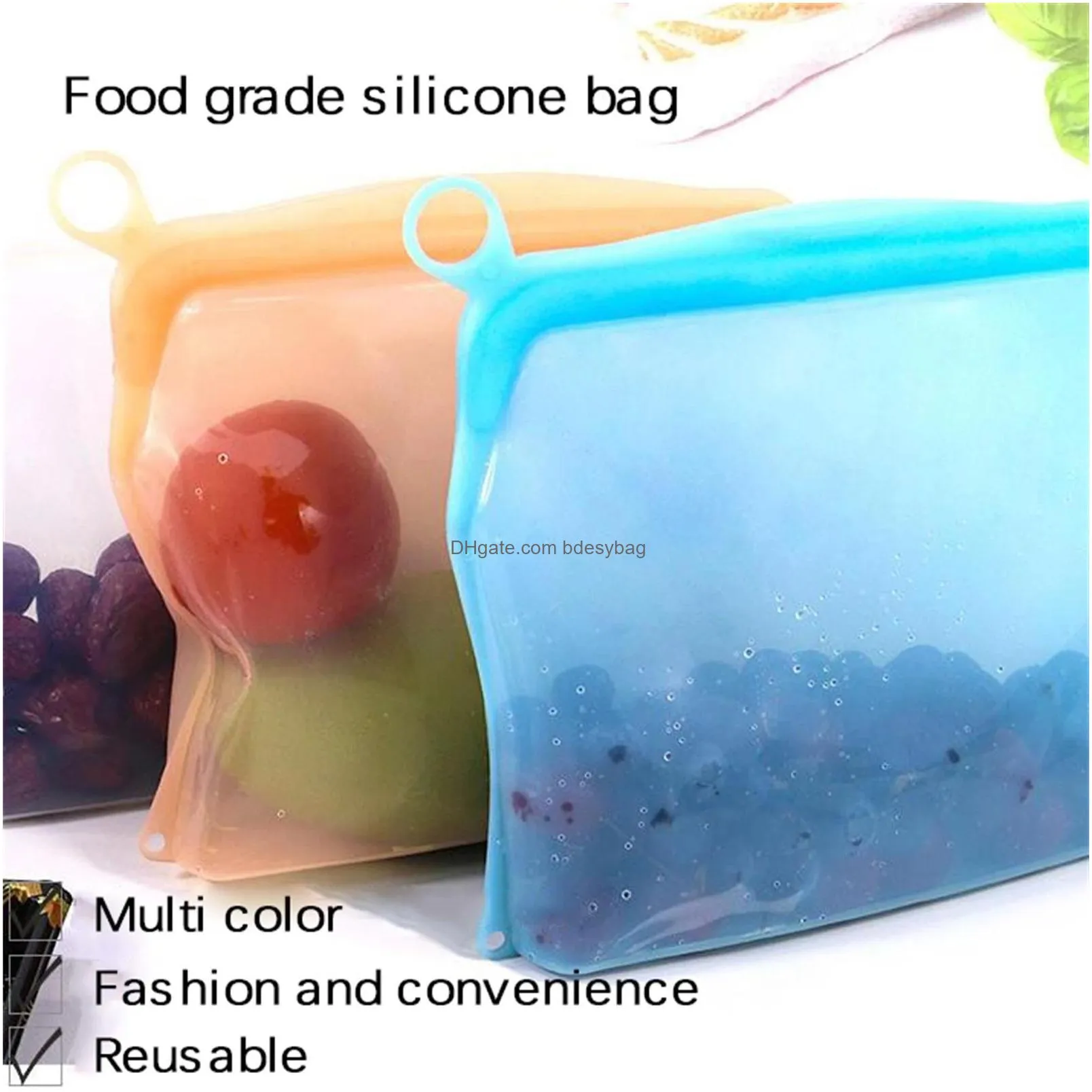 Food Savers & Storage Containers Reusable Sile Food Storage Bag Kitchen  Kee Bags Top Leak-Proof Container Zer Fruits Wrap Lx4265 Dhxzm