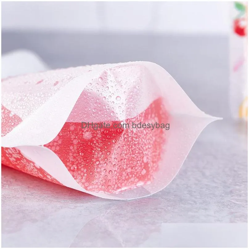 Storage Bags 500Ml Fruit Pattern Plastic Drink Packaging Bag With St For Beverage Juice Milk Coffee Handle And Holes Lx0741 Drop Deliv Dh9Qe