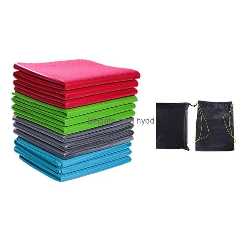 foldable travel tpe yoga mat 183x61x0.6cm with carry bag tasteless sweat absorbent anti slip for outdoor travel yoga pilates floor