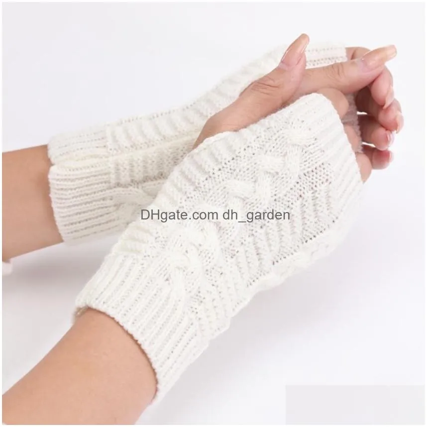 Mittens Knitted Short Braid Gloves Cloghet Arm Fingerless Winter Mittens Ers For Women Fashion Accessories Drop Delivery Fas Dhgarden Dha4N