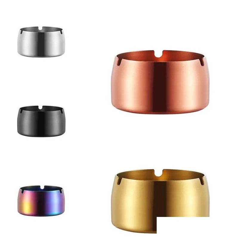 stainless steel ashtray with high windproof titanium plating cone round ashtray 5 colors cigarette ashtray s/m/l