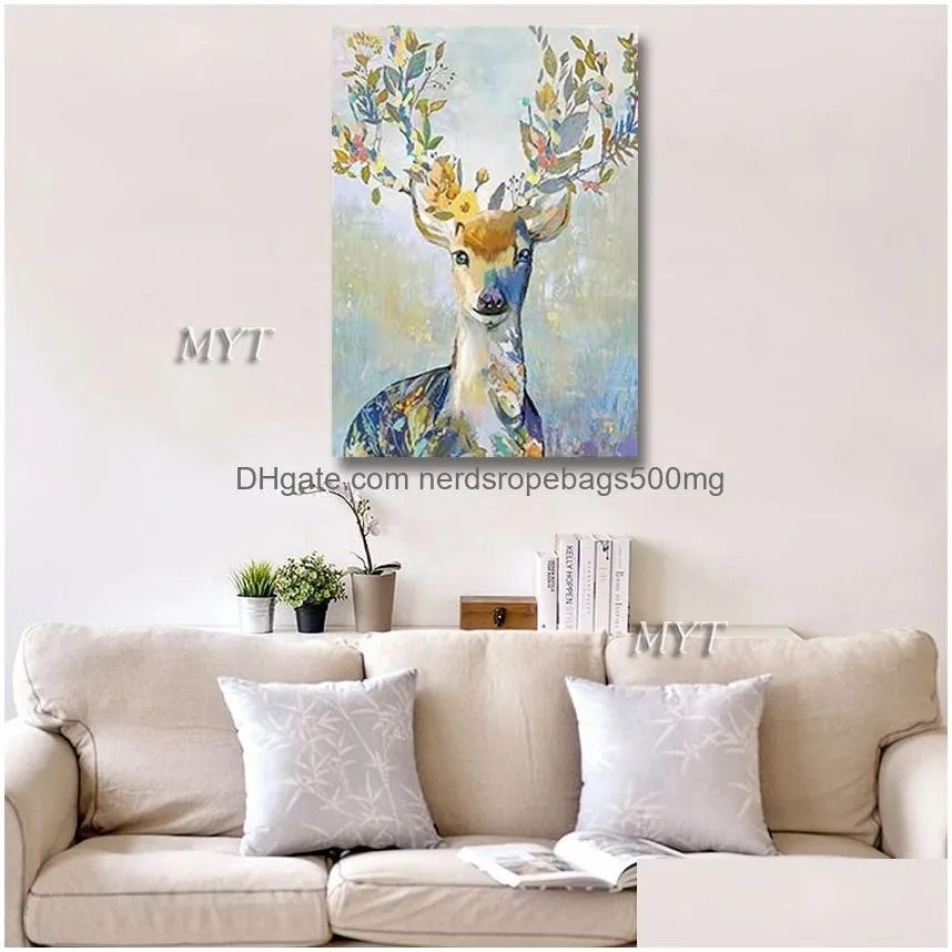 Paintings Children Room Wall Decor Abstract Deer Head Oil Painting Art Picture Unframed Selling Animal Canvas Artwork 210310 Drop Deli Dhml3