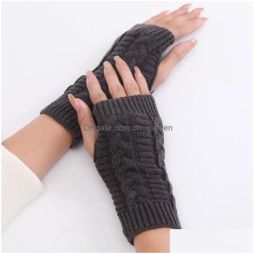 Mittens Knitted Short Braid Gloves Cloghet Arm Fingerless Winter Mittens Ers For Women Fashion Accessories Drop Delivery Fas Dhgarden Dha4N