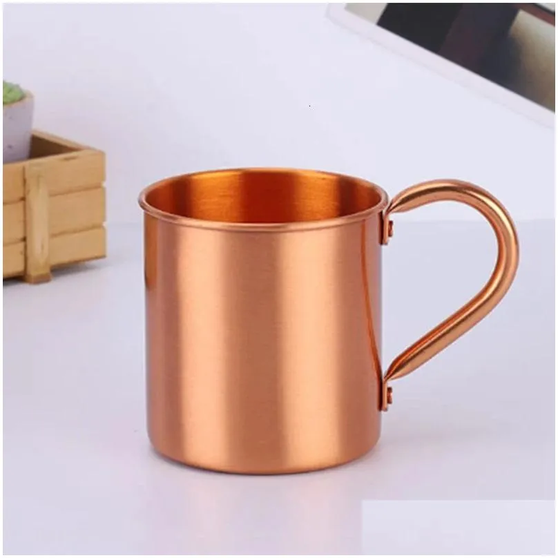 Mugs Coffee Beer Milk Water Cup Home Bar Drinkware Cool Pure Copper Moscow Me Mug Solid Smooth Without Inside Liner For Cocktail Drop Dhl5D