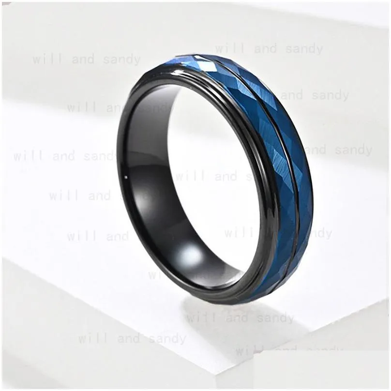 Jewelry Tungsten Steel Rhombus Black Contrast Color Ring Band For Men Women Hip Hop Fashion Fine Jewelry Drop Delivery Baby, Kids Mate Dhnzp