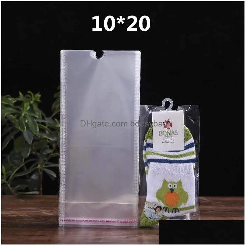 Packing Bags Clear Sock Packing Bags Opp Plastic Socks Bag Transparent Packaging Self Adhesive Seal With Hand Hole Lx3776 Drop Deliver Dh8F9