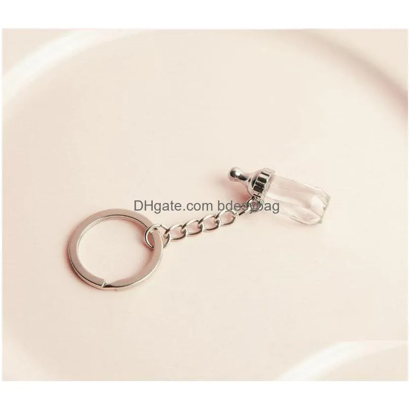 Party Favor New Baby Shower Favor Gifts Baptism Christening Guest Souvenirs Crystal Milk Bottle Keychain Key Ring Za4408 Drop Delivery Dhedg