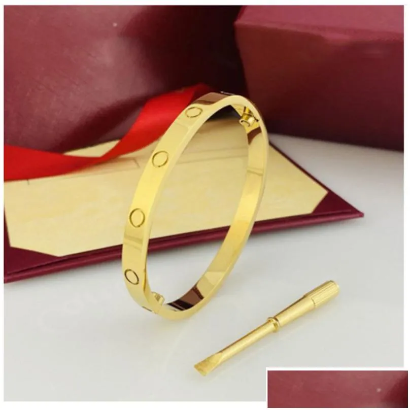 high end gold link bracelet luxury screwdriver love bracelet fashion unisex cuff bracelet 316l stainless steel plated 18k gold jewelry five