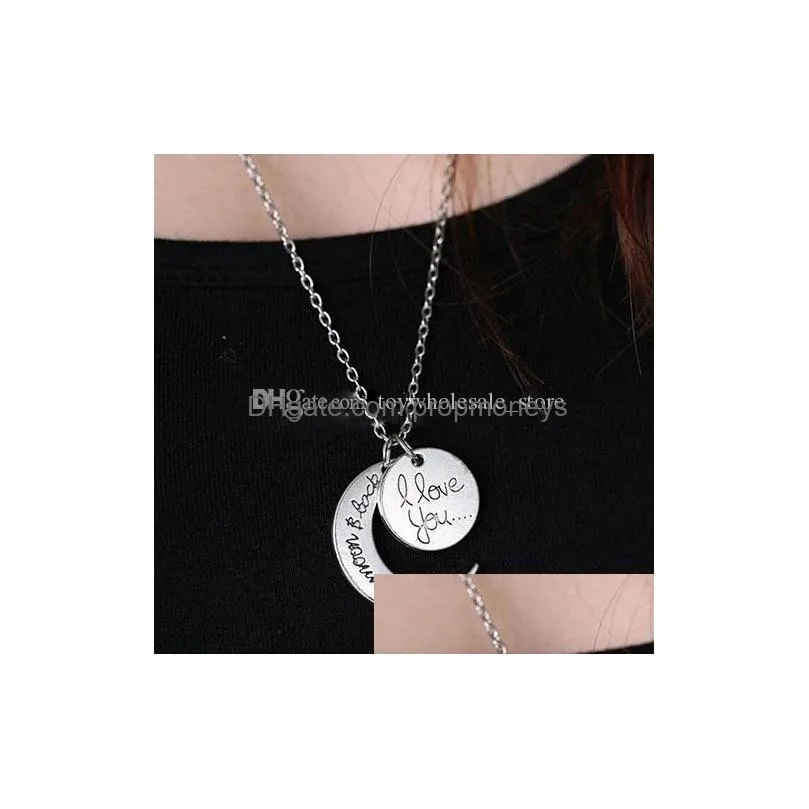 Jewelry Fashion Moon Necklace I Love You To The And Back Pendant New Charm Jewelry For Women Gift Children Accessories Drop Delivery B Dhudk