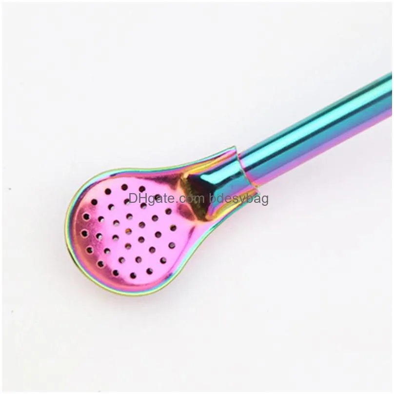 Drinking Straws Drinking St Stainless Steel Stirring Gourd Bombilla Filter Spoons Reusable Metal Pro Tea Tools Bar Accessories Lx3584 Dho74