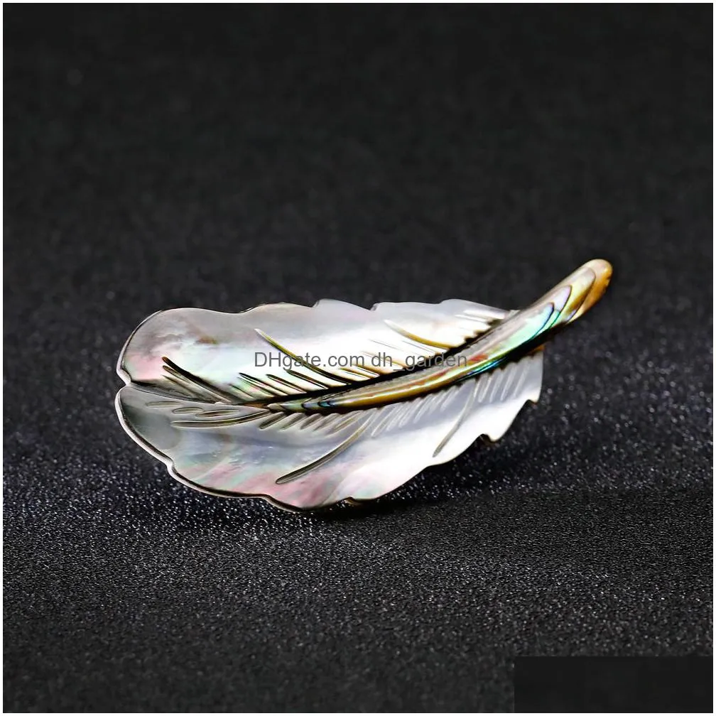 Pins, Brooches Fashion Natural Shell Feather Brooch Shape Cor Brooches For Women Jewelry Gift Will And Sandy New Drop Delive Dhgarden Dhk29