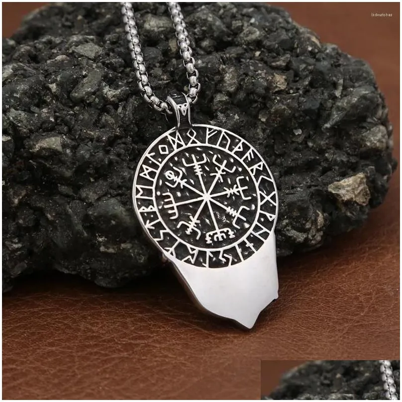 Pendant Necklaces Stainless Steel Men`s  Raven And Wolf Necklace Retro 