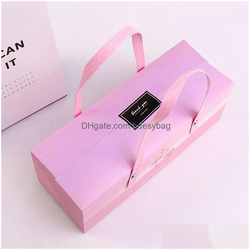 Gift Wrap New Arrival Pink Sweet Flamingo Portable Cake Boxes Towel Rolling Packaging Wedding Party Gift Supplies Factory Wholesale Dr Dhzdz