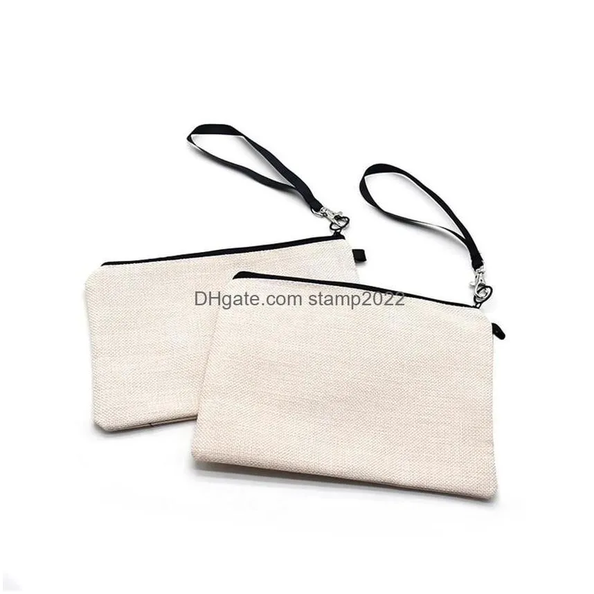 16x25cm personalized cosmetic bag favor sublimation credit card mobile phone bags flax outdoor portable handbag with zipper gwe aa