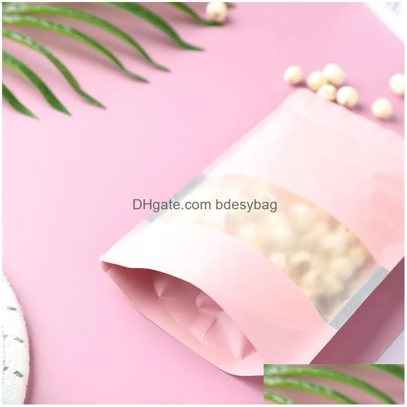 Storage Bags Aluminium Foil Stand Up Pouches With Frosted Window Self Seal Bags Tea Nuts Grains Packaging Storage Gift Bag Lx4048 Drop Dhea3