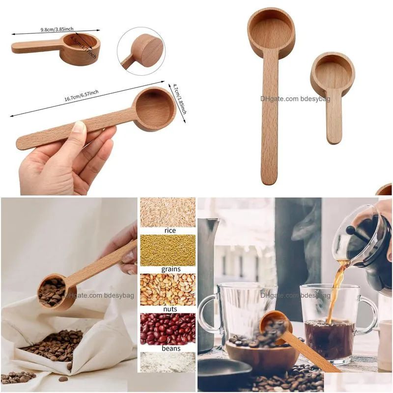 Coffee Scoops Beech Wooden Coffee Scoop Measuring Spoon For Ground Beans Protein Powder Jars Wholesale Lx4721 Drop Delivery Home Garde Dhyei