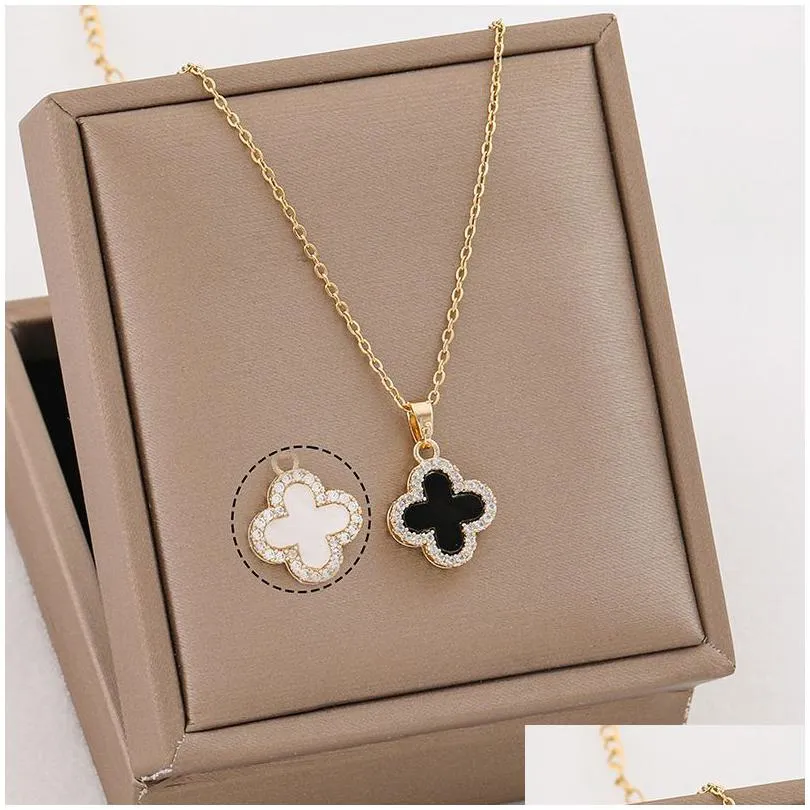  designer necklace jewelry 4 leaf clover pendant necklaces bracelet stud earring gold silver mother of pearl green flower necklace link chain for womens