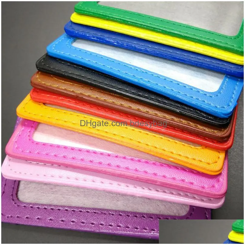 Other Home Storage & Organization Pu Leather Card Sleeve With Pl Buckle Clip Id Badge Case Clear Bank Credit Holder School Student Off Dhl7L