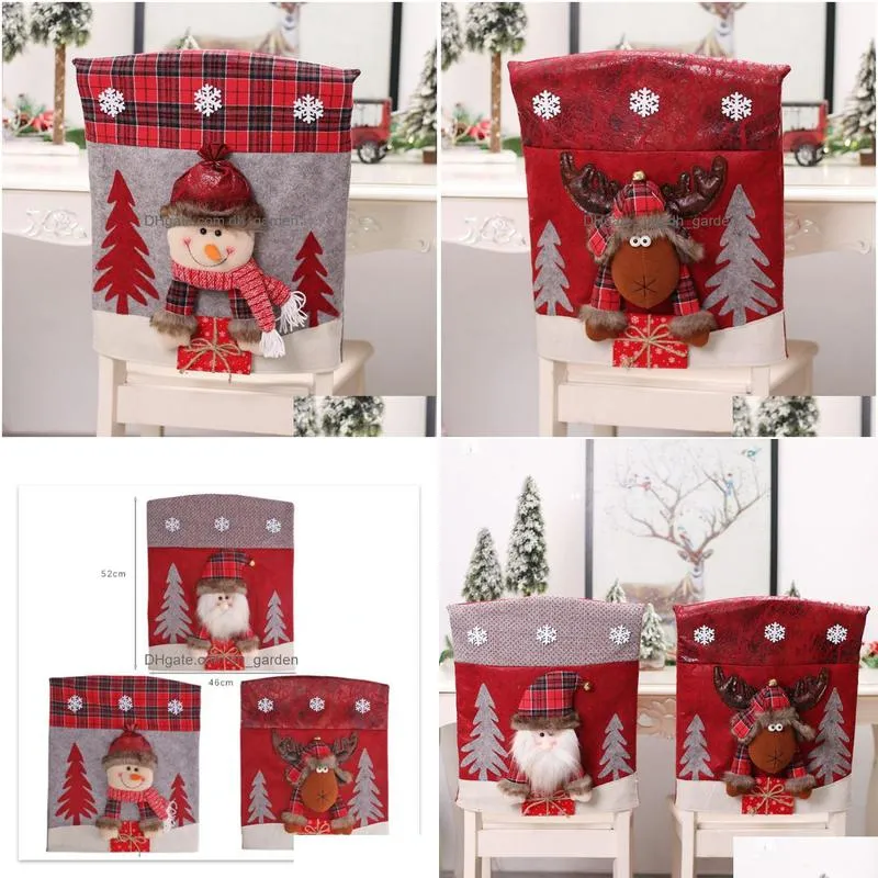 Christmas Decorations Cartoon Chair Er Christmas Decorations Santa Claus Snowman Reindeer Dining Ers Restaurants Kitchen Dro Dhgarden Dhas5