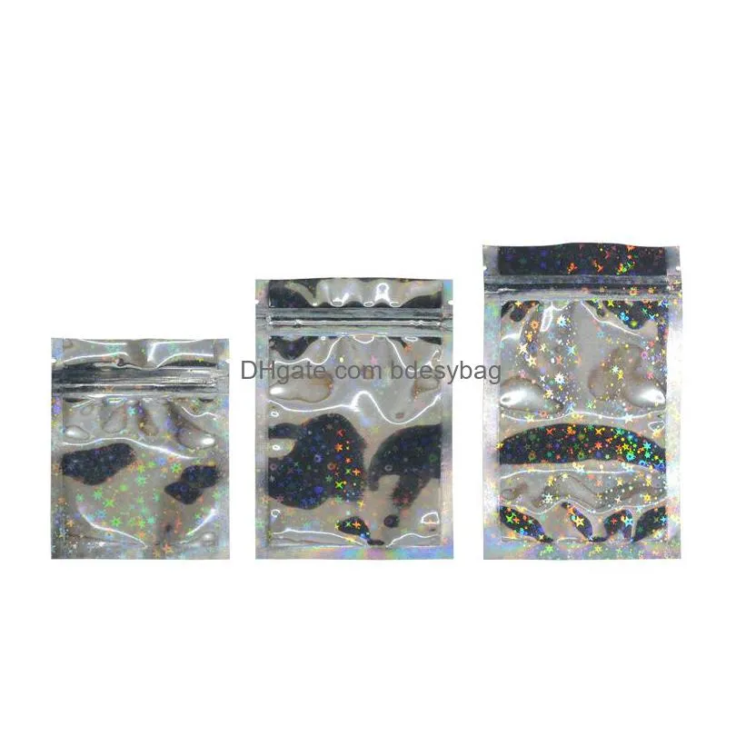 Storage Bags Star Laser Color Reclosable Aluminum Foil Zipper Packaging Bag Mylar Food Grocery Retails Packing Lx2960 Drop Delivery Ho Dhp1B