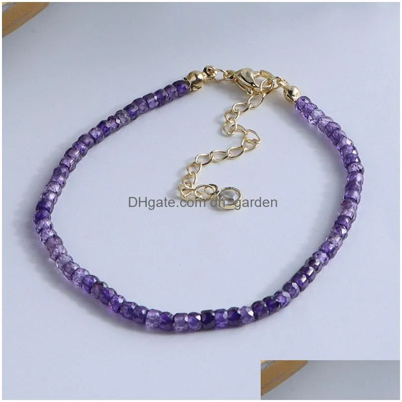 Chain Korea Candy Color Zircon Beaded Bracelet Fashion Jewelry Small Beads Adjustable Bracelets Drop Delivery Jewelry Bracel Dhgarden Dhh7E