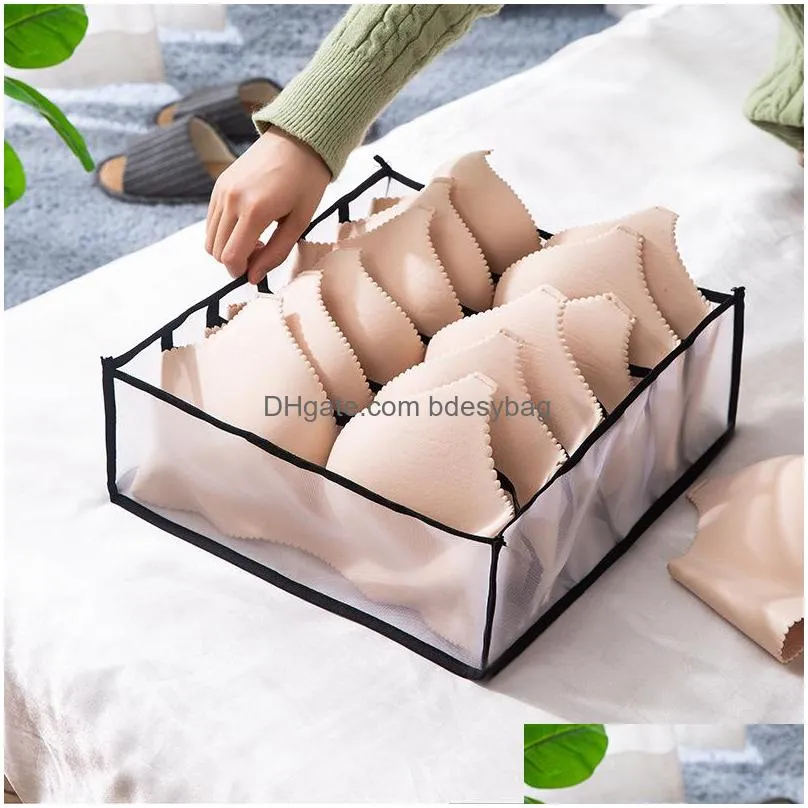 Storage Boxes & Bins Bra Storage Boxes Underwear Clothes Organizer Der Nylon Divider Closet For Folding Ties Socks Shorts Drop Deliver Dh2Db