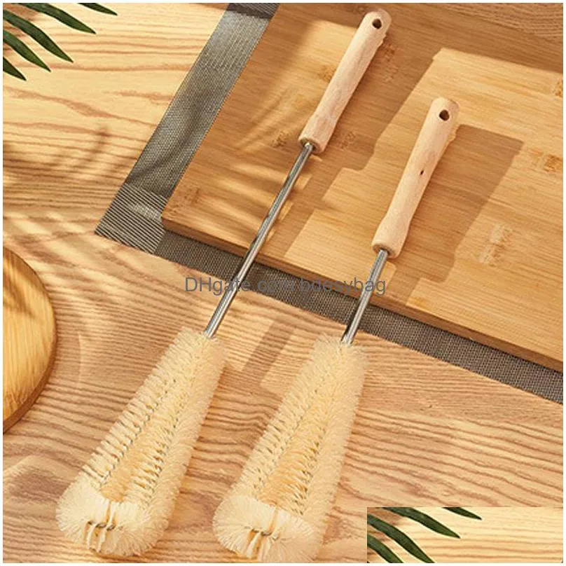 Cleaning Brushes Kitchen Cleaning Brush With Long Handle Coffee Tea Glass Cup Baby Bottle Hangable Wooden Cleaner Gadgets Lx4104 Drop Dhr5P