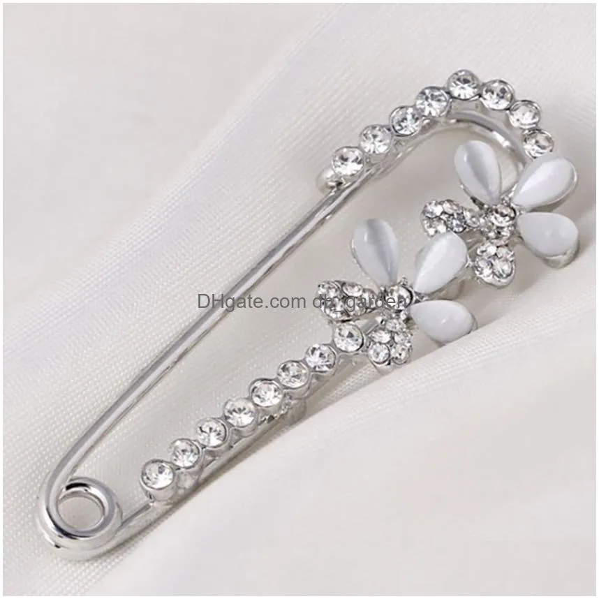 Pins, Brooches Clip Crystal Flower Cor Brooch Pin Fashion Women Scarf Buckle Pins Jewelry Gift Drop Delivery Jewelry Dhgarden Dh1Fs