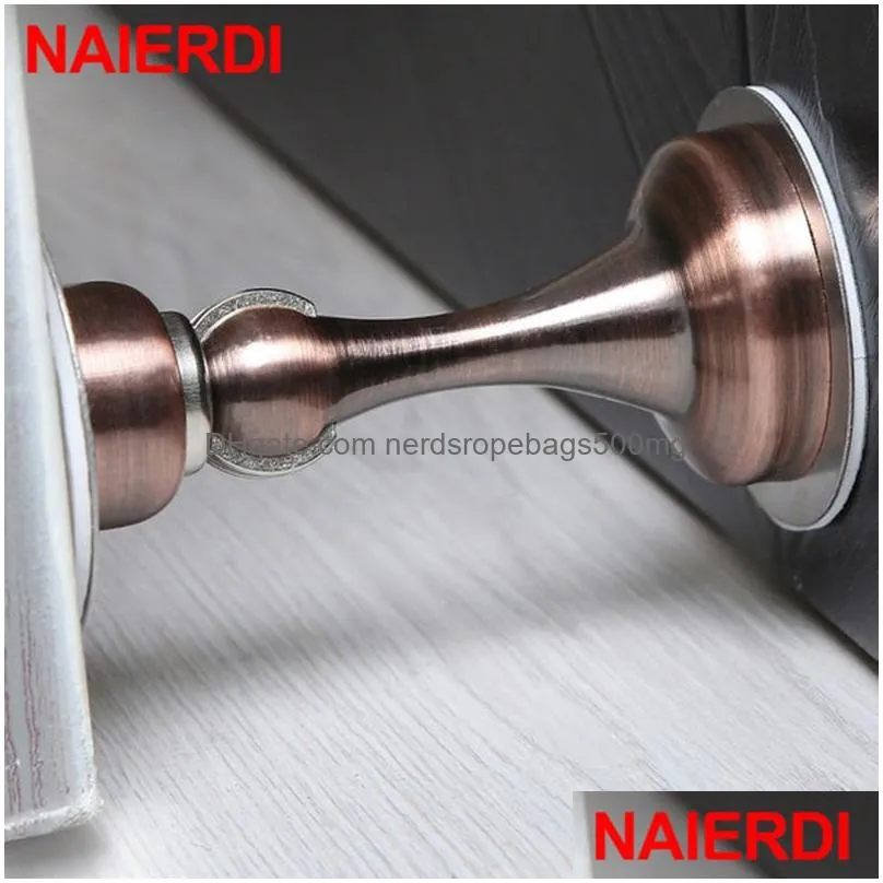 Door Catches & Closers Door Catches Closers Naieridi Non-Punch Sticker Stop Water-Proof Stainless Steel Magnetic Stopper Furniture Har Dhdtx