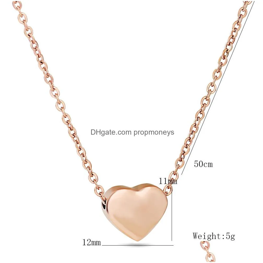 Jewelry 3 Colors Girls Love Necklaces Gold Plated Heart Shaped Pendant Clavicle Chain Necklace Solid Bangle Bracelets Fashion Stainles Dhk7K