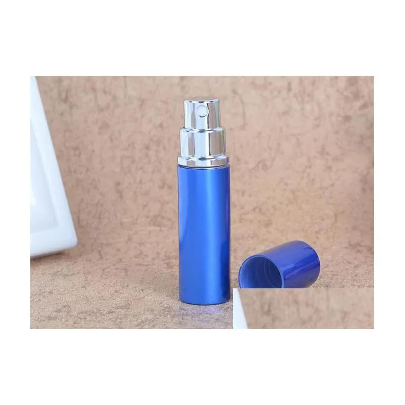 Packing Bottles Wholesale 7 Colors 5Cc Smooth Aluminium Per Bottle 5Ml Refillable Atomizer Travel Bottles Fragrance Drop Delivery Offi Dhh7I